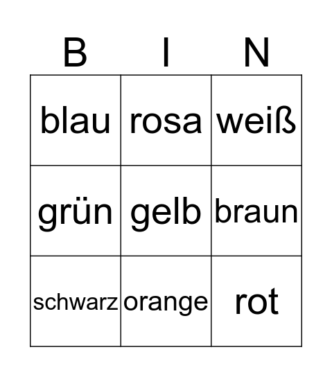 Farben Bingo Card