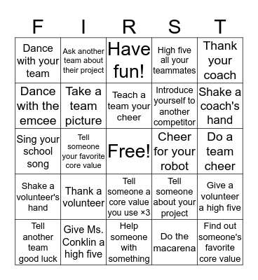 FIRST Bingo Card