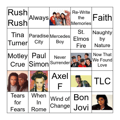 80's MUSICAL BINGO Card