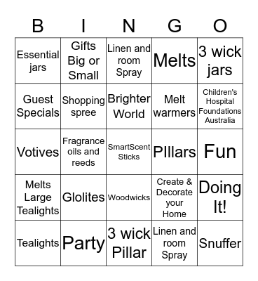 PartyLIte Bingo Card