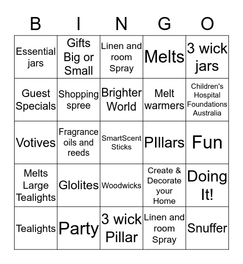 PartyLIte Bingo Card