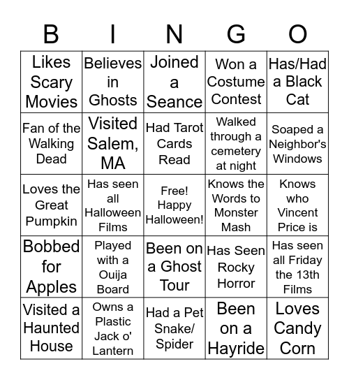 Halloween Bingo Card