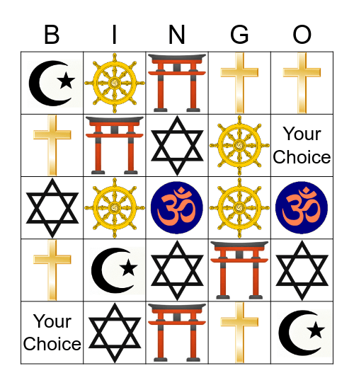 Religious Structure Project Bingo Card
