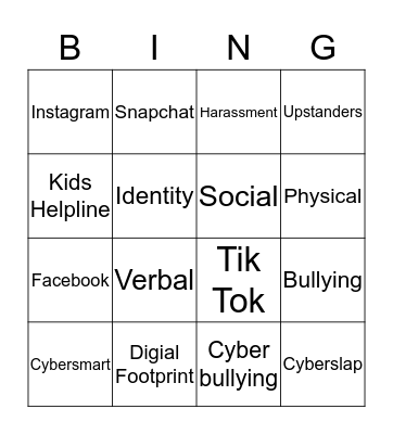 Online Safety Bingo  Bingo Card