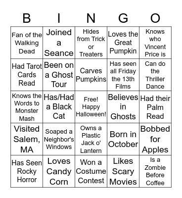 Halloween Bingo Card