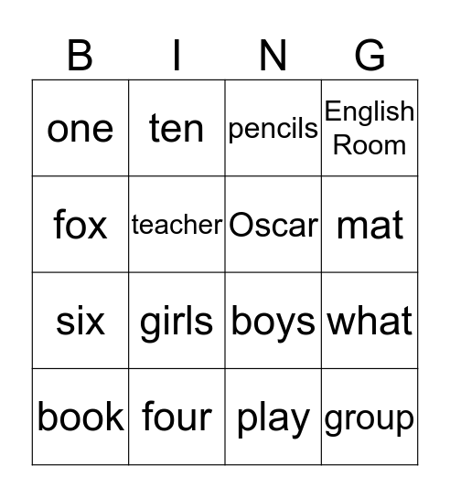 My Friend, Oscar Bingo Card