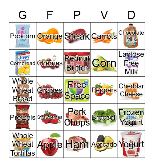 My Plate Bingo Card