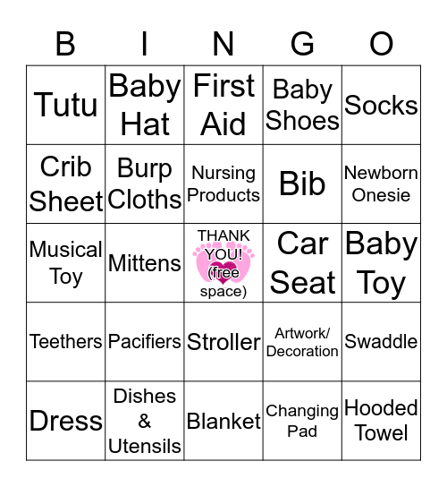 Baby Gift Bingo Card