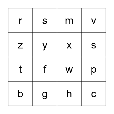 Letter Sounds Bingo Card