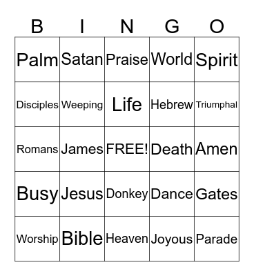 Sermon Bingo. (Do only during the sermon) Bingo Card