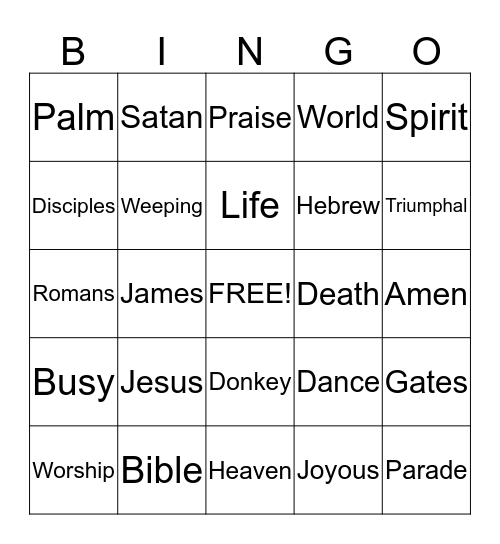 Sermon Bingo. (Do only during the sermon) Bingo Card