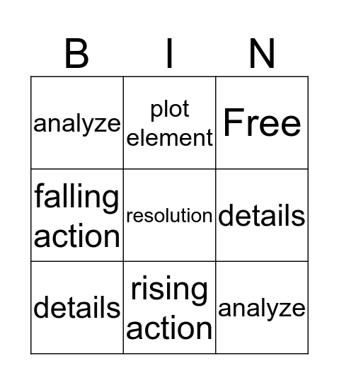 Vocabulary Bingo Card