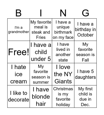 HUMAN BINGO Card