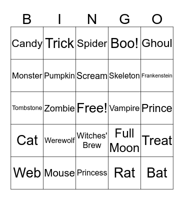 Halloween Bingo Card