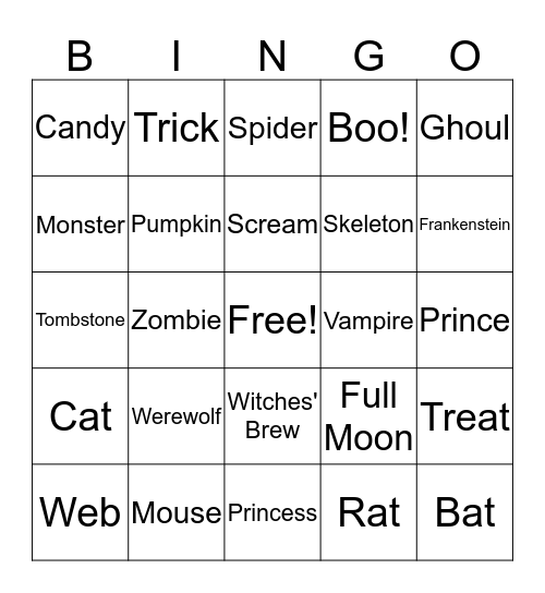 Halloween Bingo Card