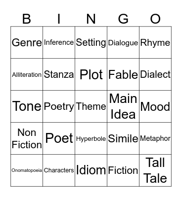 ACADEMIC VOCABULARY Bingo Card