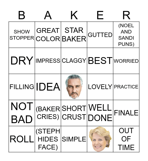 GREAT BRITISH BAKE OFF FINALE!!! Bingo Card