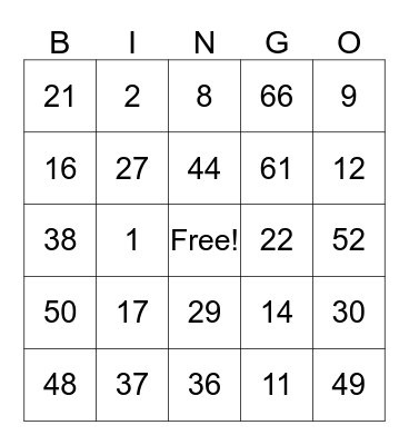 Halloween Bingo Card