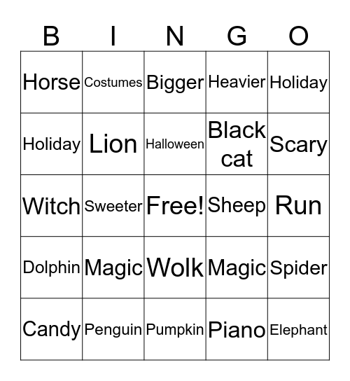 Halloween Bingo Card