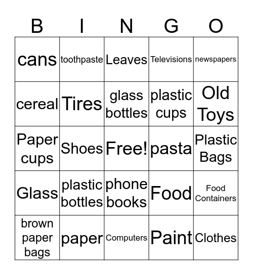Reuse Bingo  Bingo Card