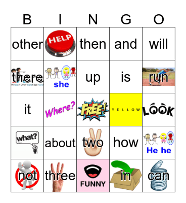 Sight Words Bingo Card