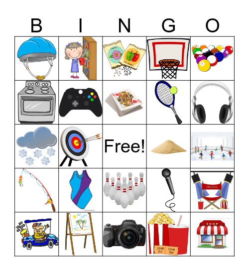 Leisure Awareness Bingo Card