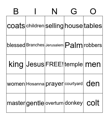 Palm Sunday Bingo Card