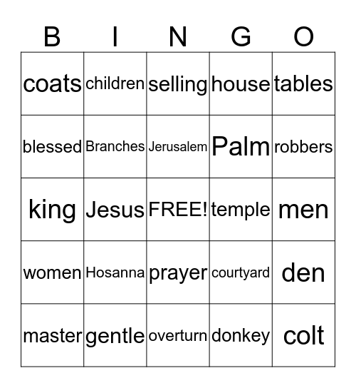Palm Sunday Bingo Card