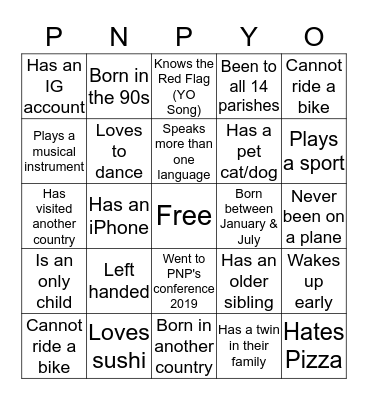 Human Bingo Card