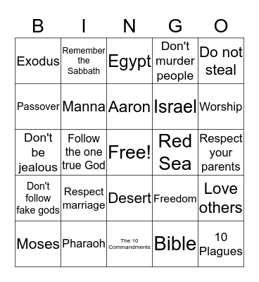 Moses Review Bingo Card