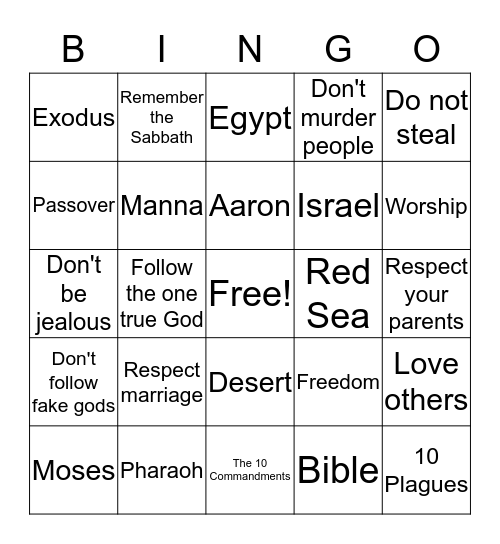 Moses Review Bingo Card