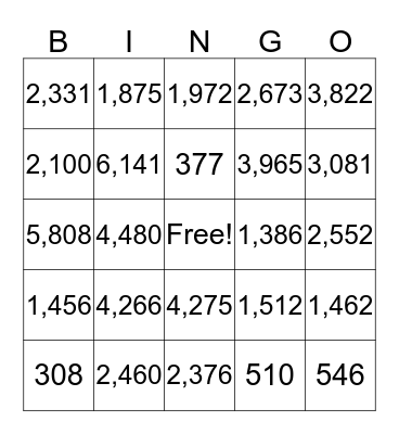 2 Digit x 2 Digit Multiplication!! Bingo Card