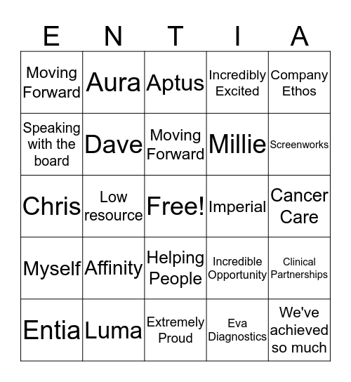Toby Speech Bingo Card