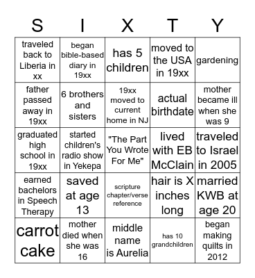 "Did You Know" Bingo Card