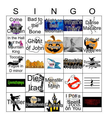Halloween SINGO Bingo Card
