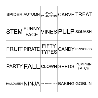 PUMPKIN-HALLOWEEN BINGO Card