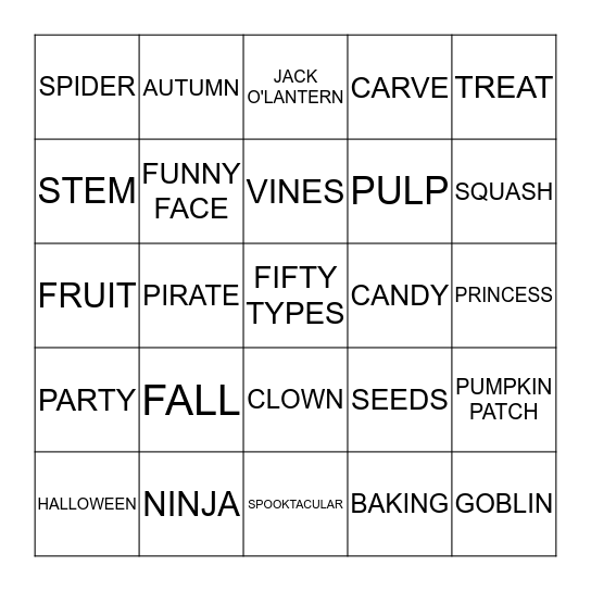 PUMPKIN-HALLOWEEN BINGO Card