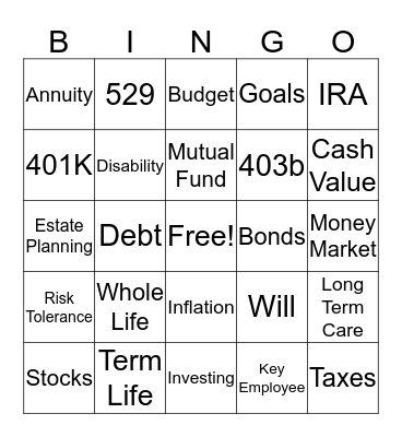 Money Bingo  Bingo Card