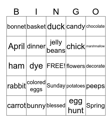 Easter Bingo Card