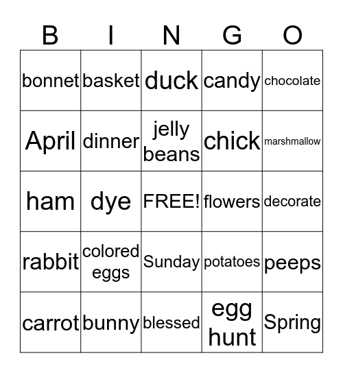 Easter Bingo Card