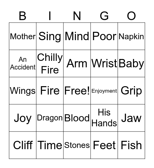 Grendel Chapter 12 Bingo Card