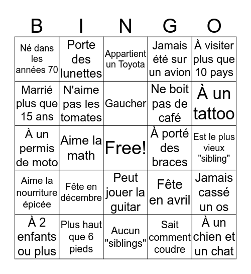 Bingo d'Memramcook Bingo Card