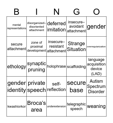 Toddler Bingo Card