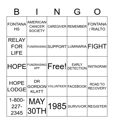 KICK OFF Bingo Card