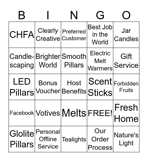 Candle Party Bingo Card