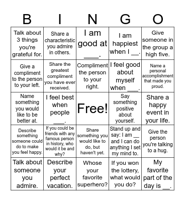 Bingo with Friends Bingo Card