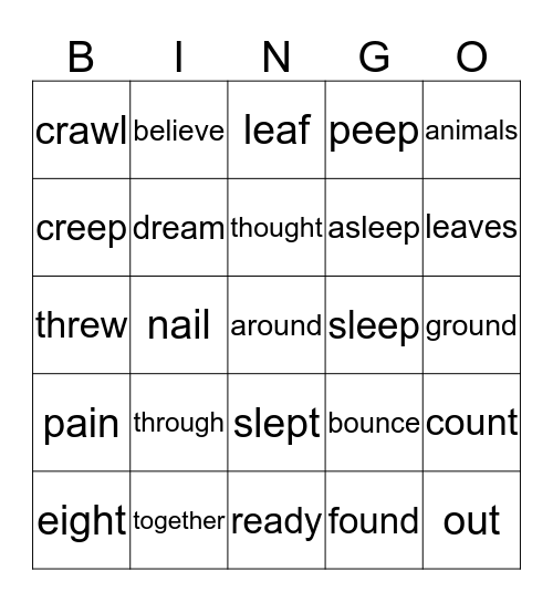 Level J Bingo Card