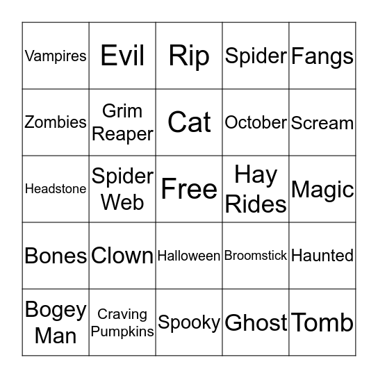 Halloween Bingo Card