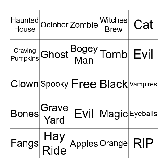 Halloween Bingo Card