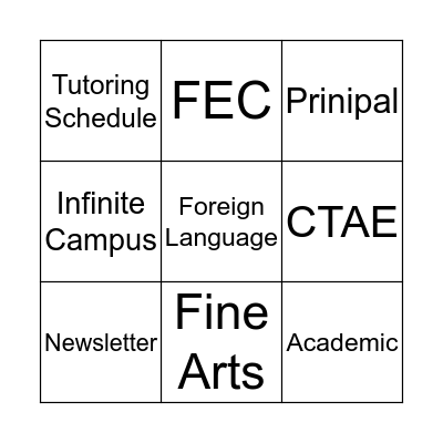 Taste of Curriculum Bingo Card